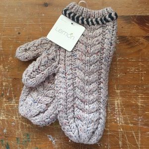 Chunky Knit Mittens, Cable Knit Lavender/Pink, NWT, Cotton Knit